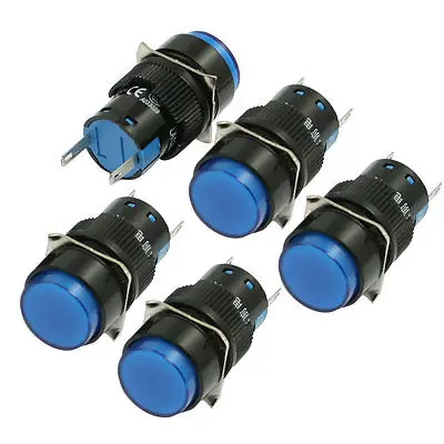 AC 220V 16mm Синий Круглый панельный светильник-индикатор, сигнальная лампа неисправности 5 шт