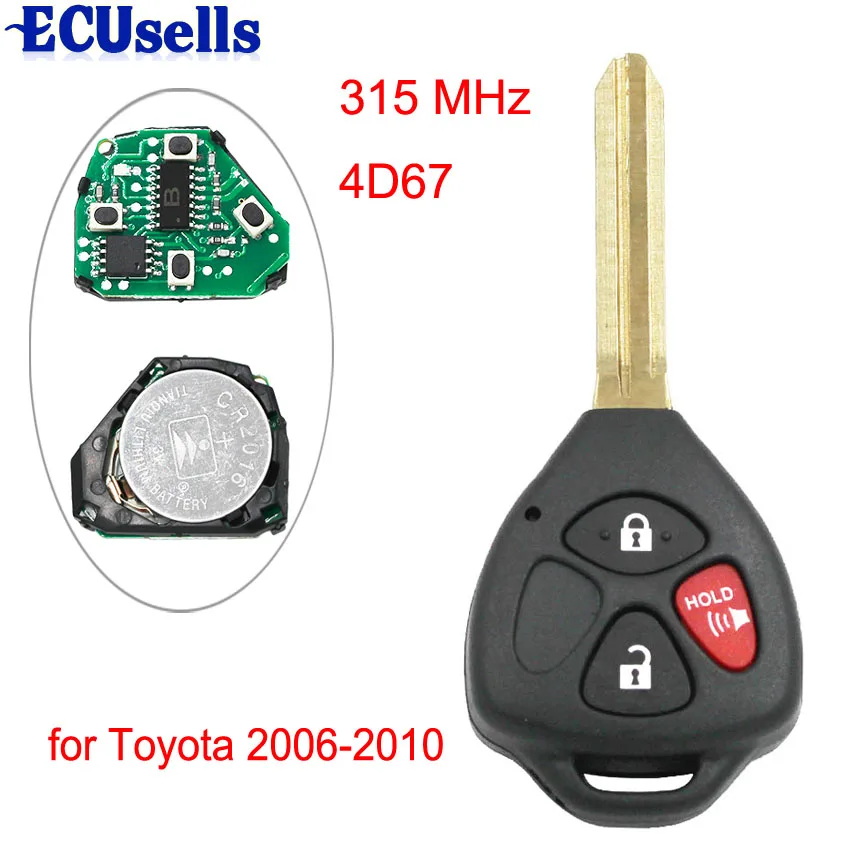 3 кнопки дистанционного ключа 315 МГц с чипом 4D-67 внутри 4D67 для Toyota 2006-2010 TOY43 Blade 2+ 1 кнопки