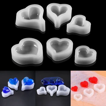 

3D Heart Shape Silicone Mold Resin Epoxy Keychain Pendants Mould Soap Candle Molds For DIY Jewelry Making Accessories