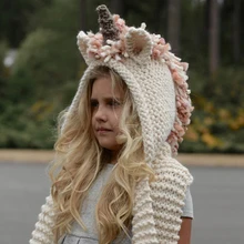 Детская шерстяная вязаная крючком накидка, шапка в европейском и американском стиле, креативный шарф ручной работы, детская мультяшная шапка