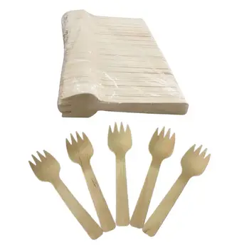 

100pcs disposable Wooden Fork compostable Forks Bamboo Plates Party Picnic Kitchen