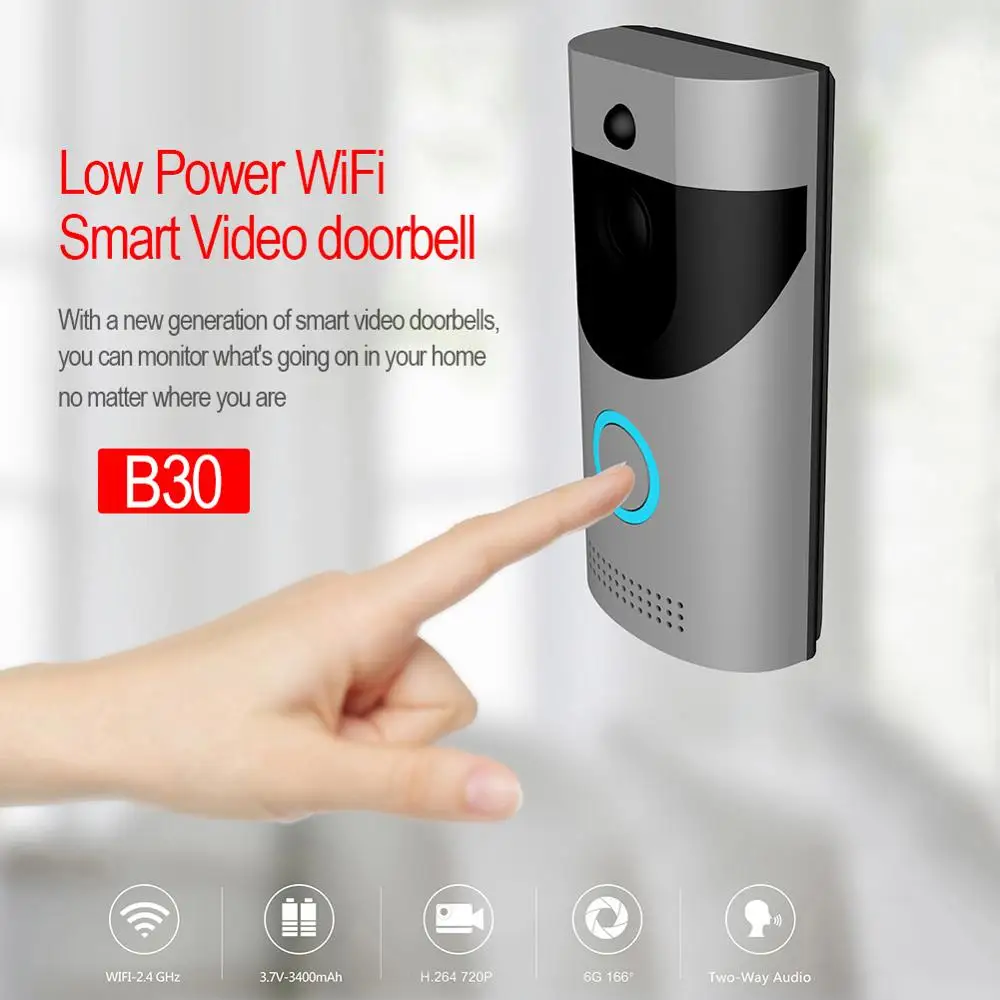 Горячая B30 беспроводной WiFi домофон видео дверной звонок+ B10 дверной звонок приемник набор