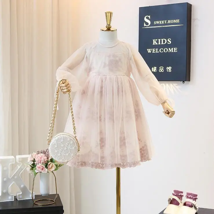 Новое поступление; сезон весна-лето; Сетчатое платье принцессы для девочек; коллекция года; Детские платья; Размеры 110-150 см