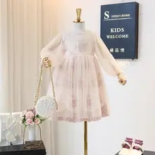 Новое поступление; сезон весна-лето; Сетчатое платье принцессы для девочек; коллекция года; Детские платья; Размеры 110-150 см