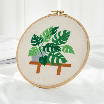 

DIY Plant Embroidery Package Handcraft Needlework Cross Stitch Kit Tool Cotton Embroidery Painting Hoop Embroidery Kit