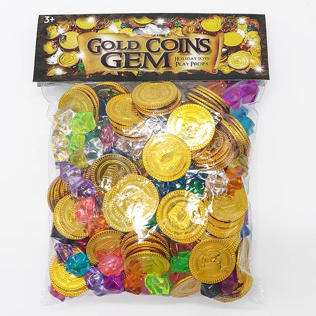 Children Pirate Gold Coin Gemstone Series Toys Activity Draw Props Children's Game Props Halloween Christmas Gifts 2
