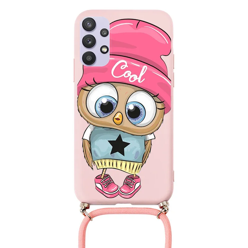 cute phone cases for samsung  For Samsung Galaxy A32 4G 5G Case Soft Silicone Cover For Samsung GalaxyA32 A 32 Fundas Chain Necklace Strap Cord Lanyard Bumper samsung cute phone cover