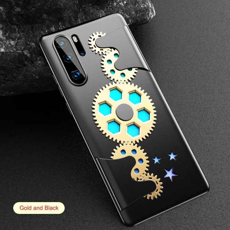 Gold And Black Чехол для huawei P30 Pro с вращающимся зубчатым механизмом, брендовый механический матовый чехол с полным покрытием P30Pro, дышащий защитный жесткий чехол с защитой от падения - Цвет: Gold And Black