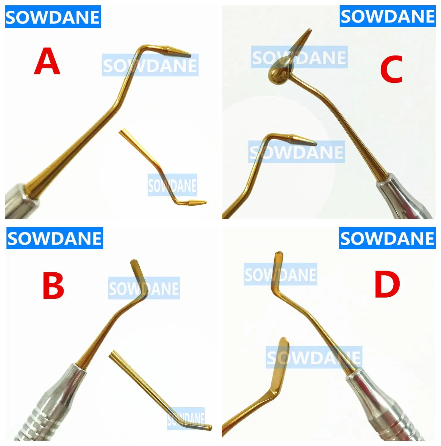 4 pcs mixed set ABCD Набор для отбеливания зубов из композитной смолы, наполняющий шпатель с титановым покрытием, набор наполнителя из смолы, стоматологический инструмент с толстой ручкой, набор для восстановления - Цвет: 4 pcs mixed set ABCD
