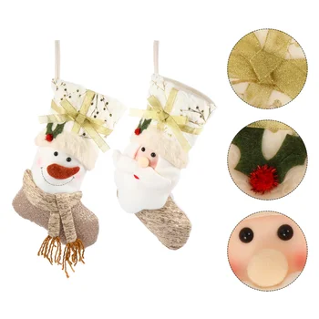 

2pcs Portable Santa Snowman Present Pouch Gift Sock Gift Pouch Christmas Stocking for Festival