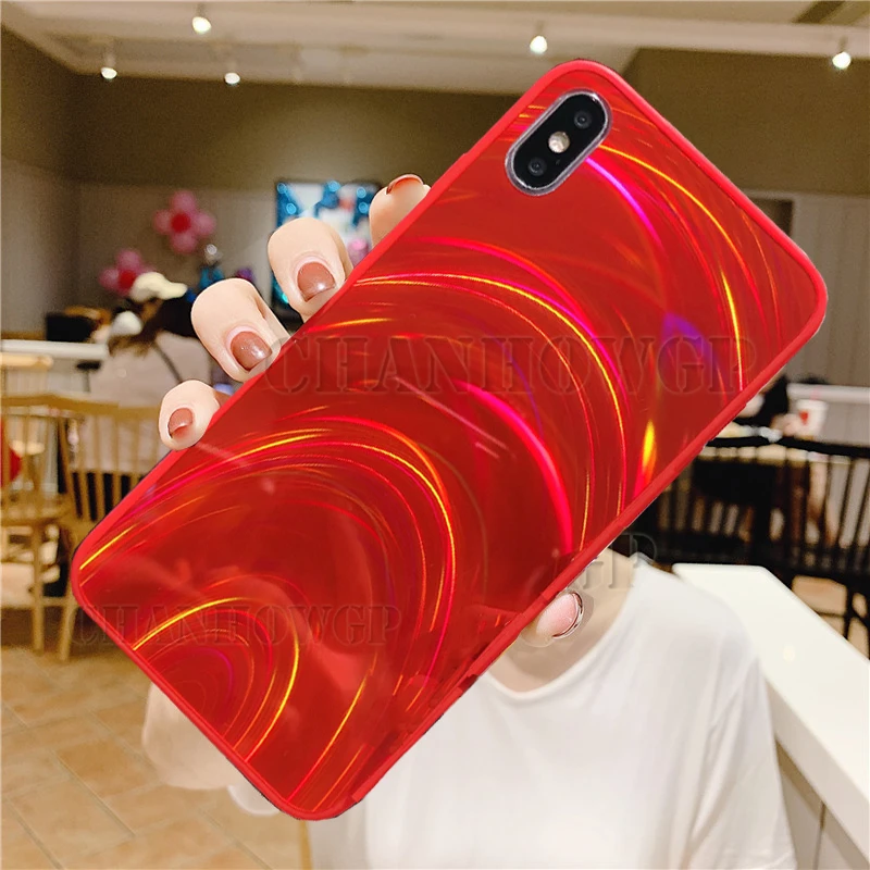 Красный Модный чехол с 3D градиентом радуги для huawei Honor 20i 10i 10 Lite, чехол s, блестящий чехол для huawei Honor 8X 8A 8 S, мягкий чехол из ТПУ - Цвет: Красный
