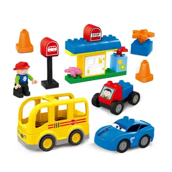 

60pcs/set City Bus Car Building Blocks With Figures Educational Role Play Toy For Kids Boys Girls Gift 72XC