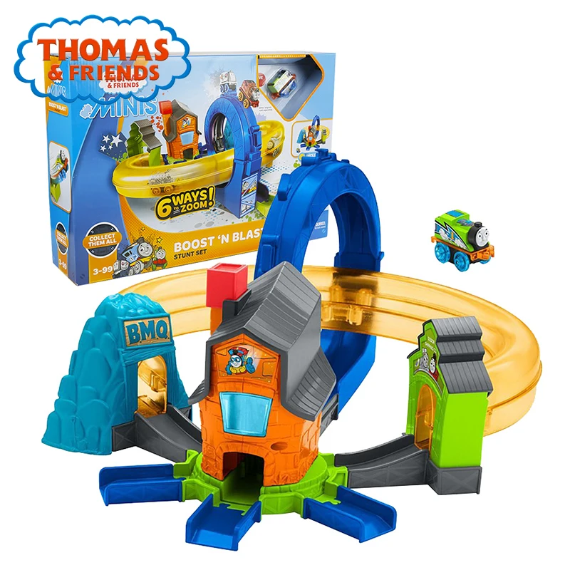 Томас и Друзья Minis Boost' N Blast Stunt Playset Railway Builder сплав поезд игрушки Matel автомобиль для детей Рождественский подарок FJP36