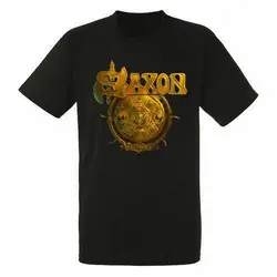 SAXON жеребьё Мужская черная футболка в стиле рок новые размеры cotton хлопковая футболка для молодежи среднего возраста