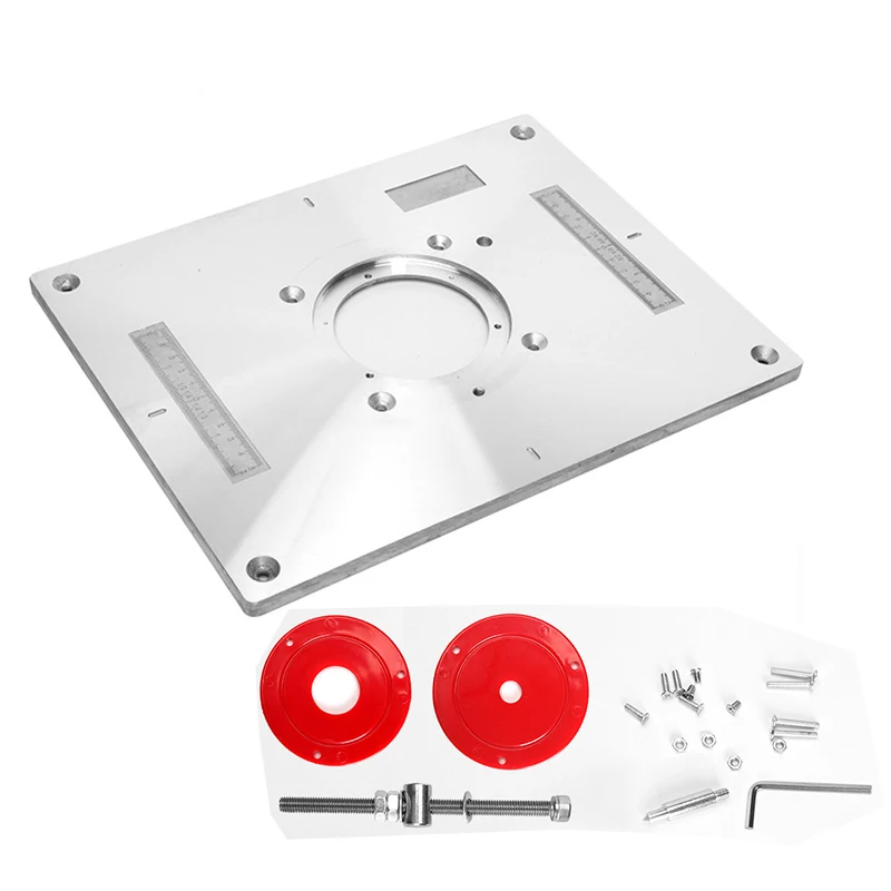

Aluminum Router Table Insert Plate Electric Wood Milling Trimming Machine Flip Plate With Cover For Woodworking Engraving DIY