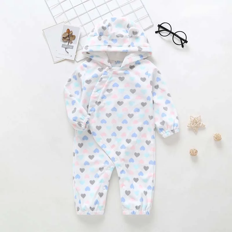 Newborn Baby Winter Hoodie Clothes Cotton Infant Baby Girls Cute Outfits New Autumn Outwear Rompers 0-3Y Boy Jumpsuit