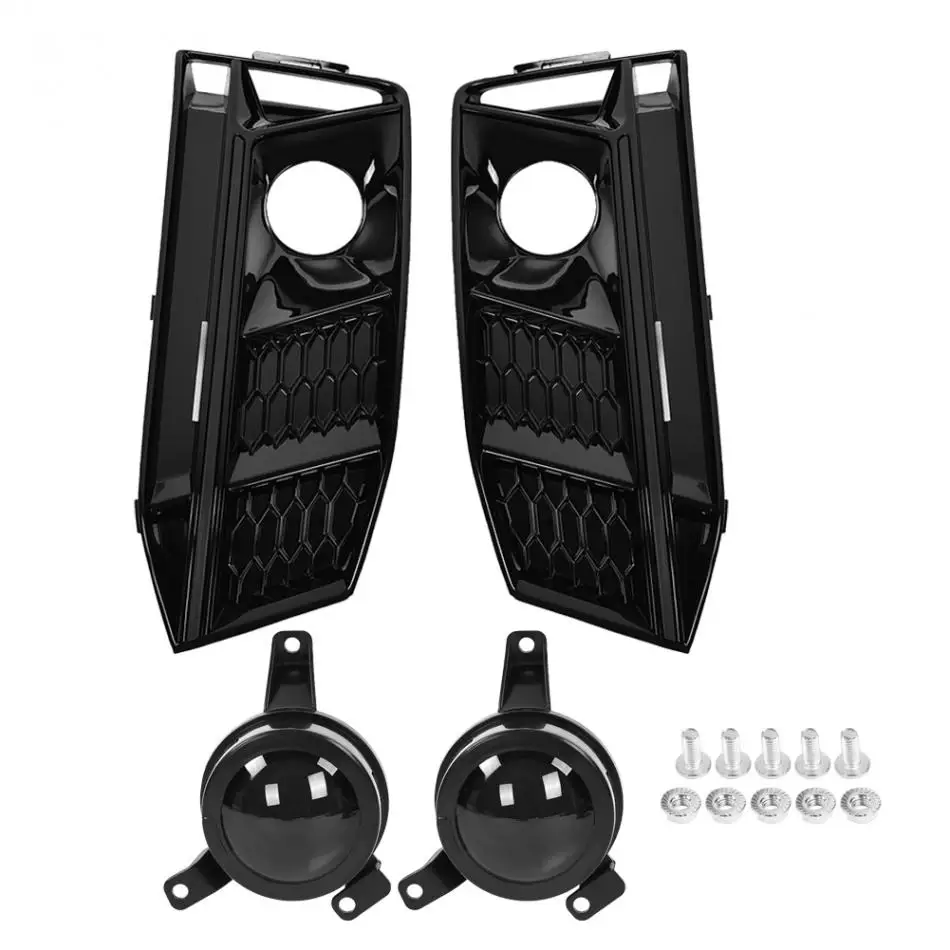 FAKE ACC BLACK Для Audi A4 B9 S4 S-Line сотовый передний противотуманный светильник противотуманная фара крышка решетка Стайлинг автомобильной решетки подходит только S4 S-Line - Название цвета: FAKE ACC BLACK