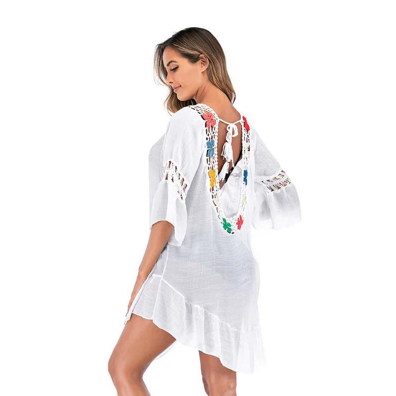Пляжная накидка на купальник женское платье большого размера Saida De Praia 2020