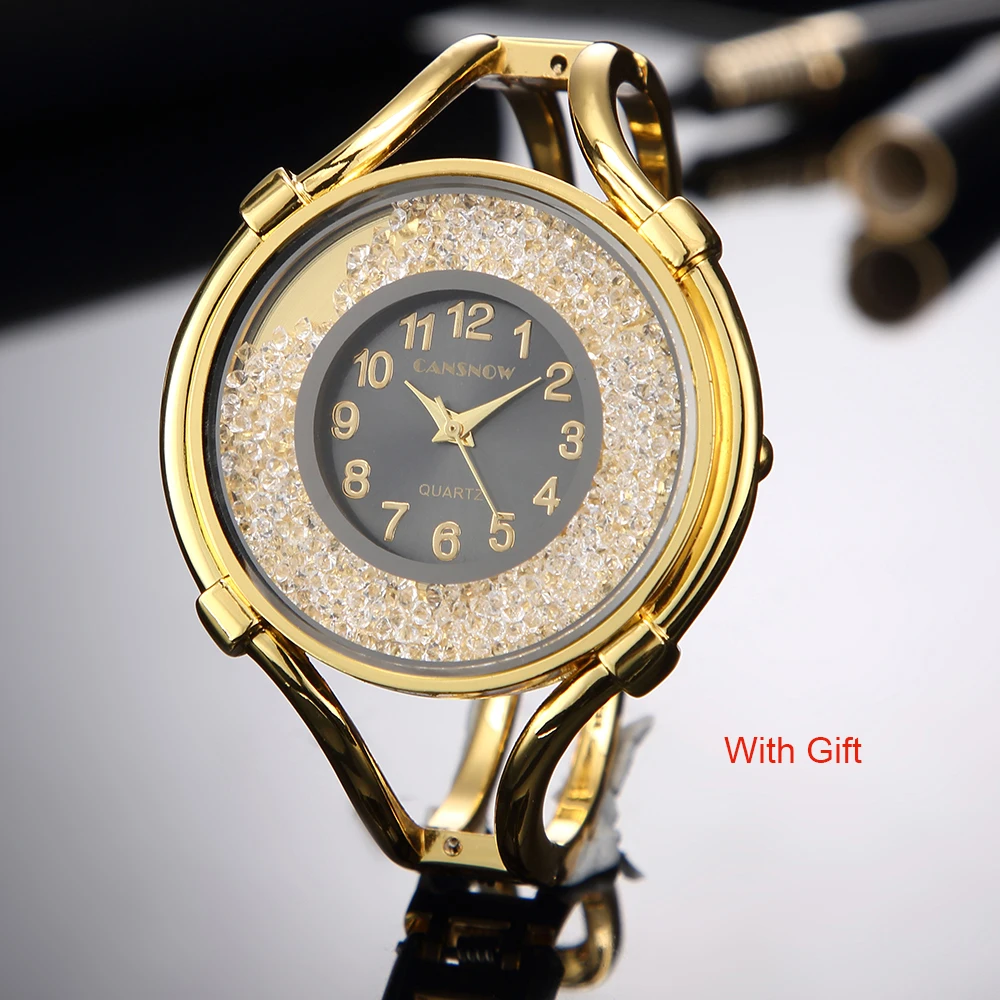 Gold Black Женские часы-браслет, новинка, стильные женские часы из розового золота, наручные часы со стальным ремешком, кварцевые часы, reloj mujer - Цвет: Gold Black