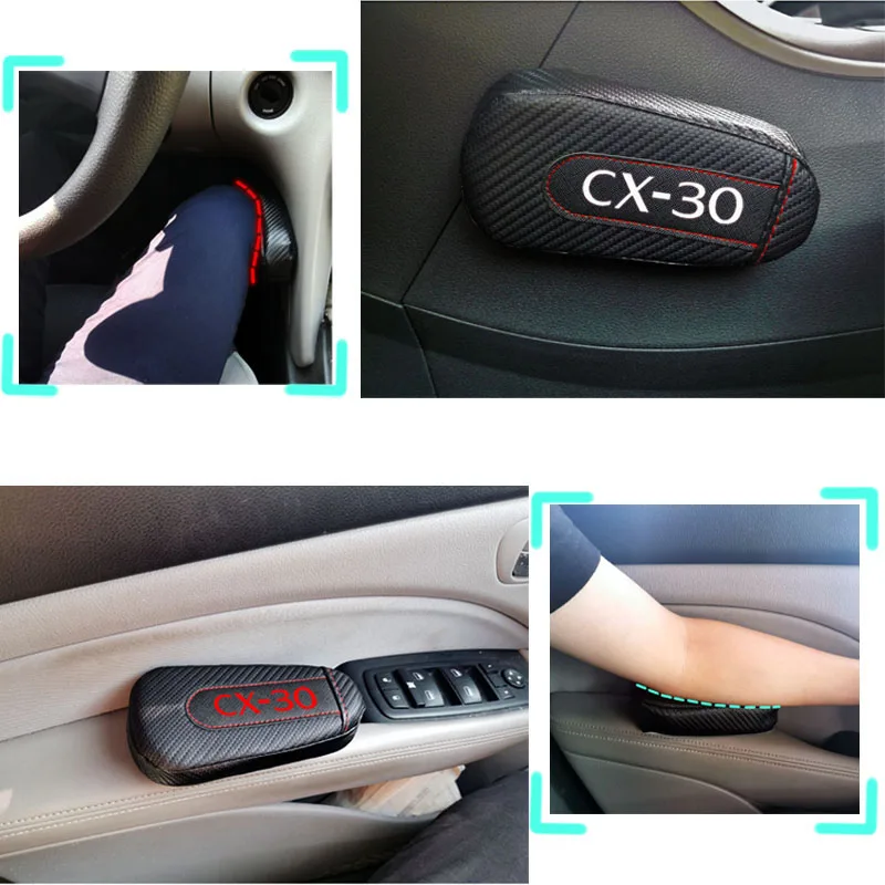 Автомобильный Стайлинг для Mazda Cx-30 Cx30, 1 шт., углеродное волокно, кожа, подушка для ног, наколенник, подлокотник, Накладка для интерьера, автомобильные аксессуары