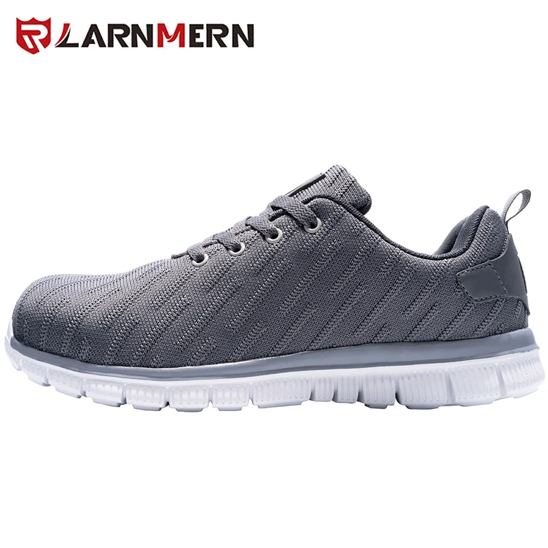 D9003-GRAY LARNMERN/Мужская Рабочая защитная обувь со стальным носком, светоотражающие Lightweight-750g, дышащие строительные кроссовки - Цвет: D9003-GRAY