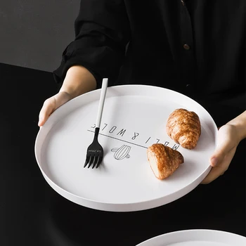 

Creative Home Minimalist Nordic Kettle Tea Tray Bread Plate Living Room Circular Tray Plastic Glass Plate Placed Food Modern