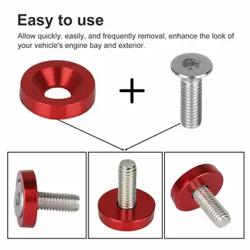 

Replacement Washer bolt 20x Red CNC Aluminum Bumper Fender Dress Up Kit M6 Parts