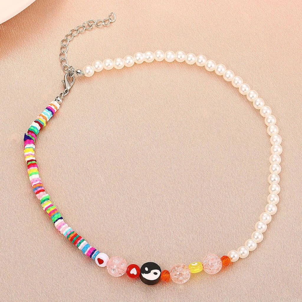 Collar de cadena con perlas de imitación para clavícula para mujer, colgante bohemio, Bagus, Yin, Yang, regalo joyería|Collares colgantes| - AliExpress
