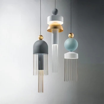 

Modern Designer Fringed Glass Pendant Lights Lighting LOFT Restaurant LED Pendant Lamp Living Room Indoor Decor Light Fixtures