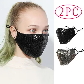 

2pc Pm2.5 Outdoor Women Mouth Breathable Cover Washable Reuse Face Cover Safety Facemask Sequins Protection Topmask Mondkapjes