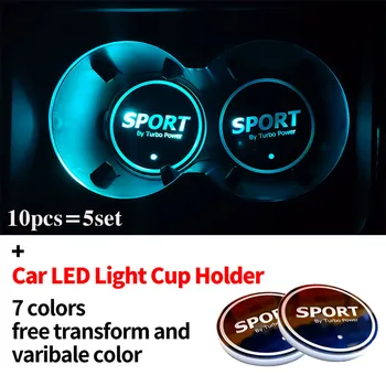 

10pcs Car Accessory 68mm Car Water Cup Coaster Mat 7 Colors USB LED Lights luminous Decoration Lamp Cup Holder Non-slip Pad