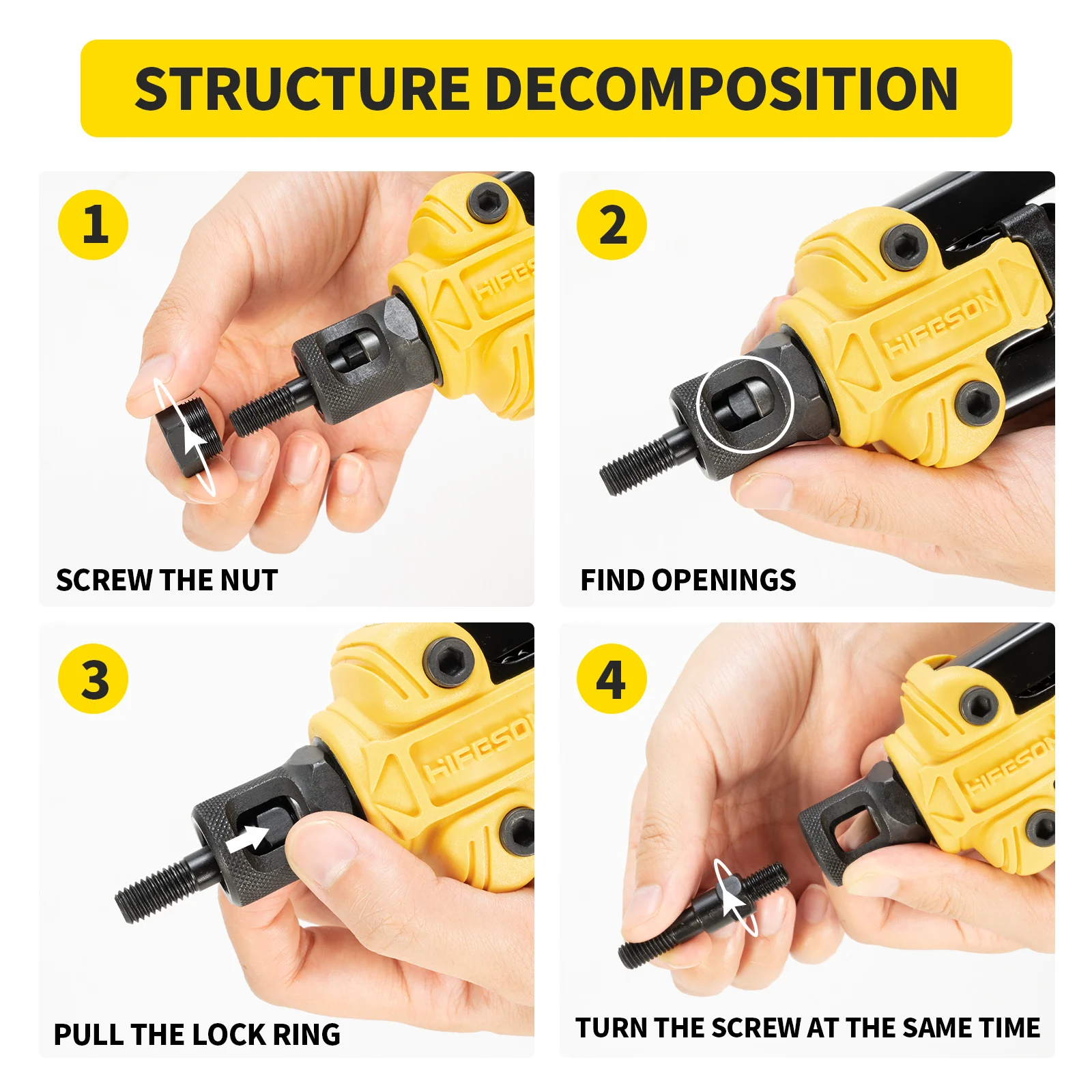 HIFESON Insert Threaded Mandrels Hand Rivet Nut Gun rivet gun rivet nut tool rivet gun set Manual Riveter for Riveting Rivnut Tool M3 M4 M5 M6 M8 M10 M12 Iron Nut
