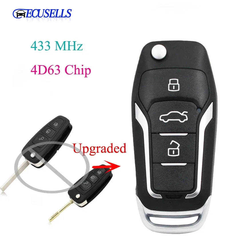 Обновленный складной дистанционный ключ в стиле DS для Ford Focus Mondeo Fiesta 433 МГц 4D63 80