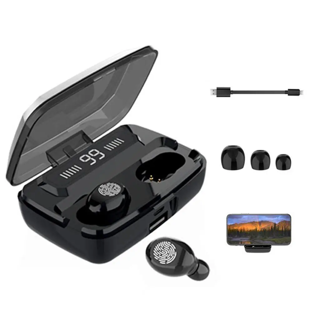 Wireless Headphones Bluetooth 5 0 Earphones LED Display With Mic Waterproof Headphone Earbuds Touch Control Stereo Sport Headset