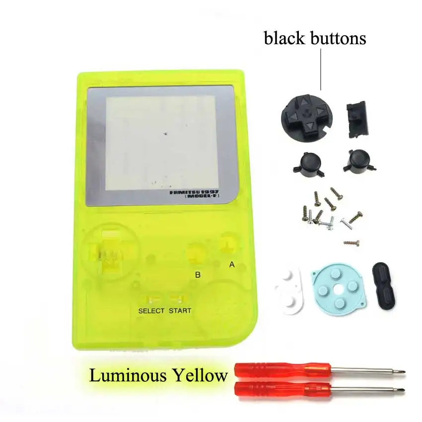 Luminous yellow YuXi полный Чехол Корпус Замена для Gameboy Карманная игровая консоль для GBP оболочка с кнопками Набор отверток Инструменты - Цвет: Luminous yellow