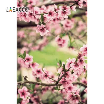 

Laeacco Spring Blossom Cherry Flowers Branch Tree Newborn Outdoor Scenic Photography Background Photo Backdrop Photocall