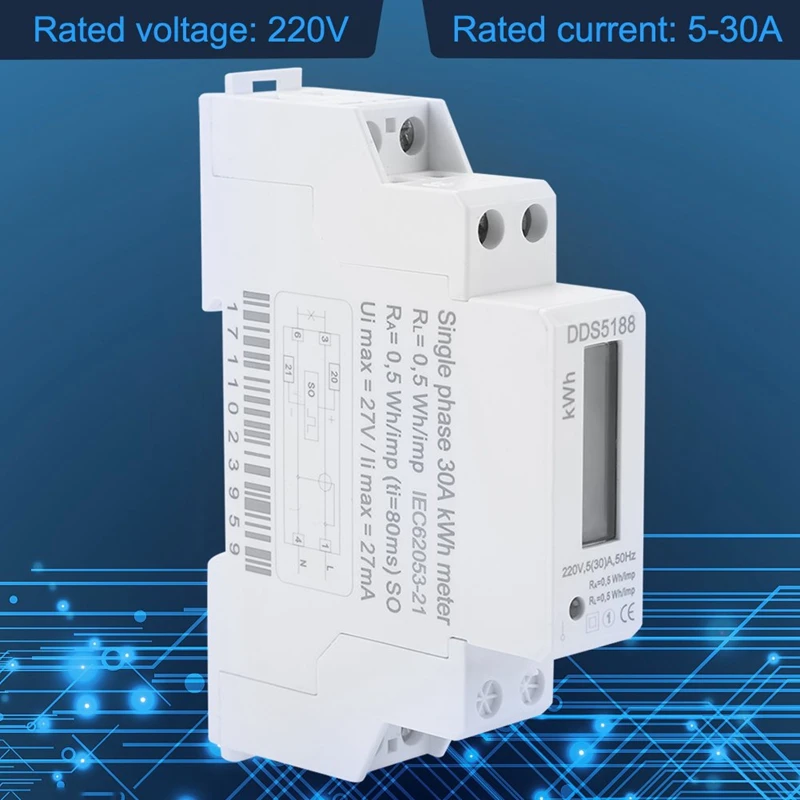 Single Phase DIN-Rail Type Digital LCD Display Electronic Energy KWh Meter Calculator Analyzer for | Инструменты