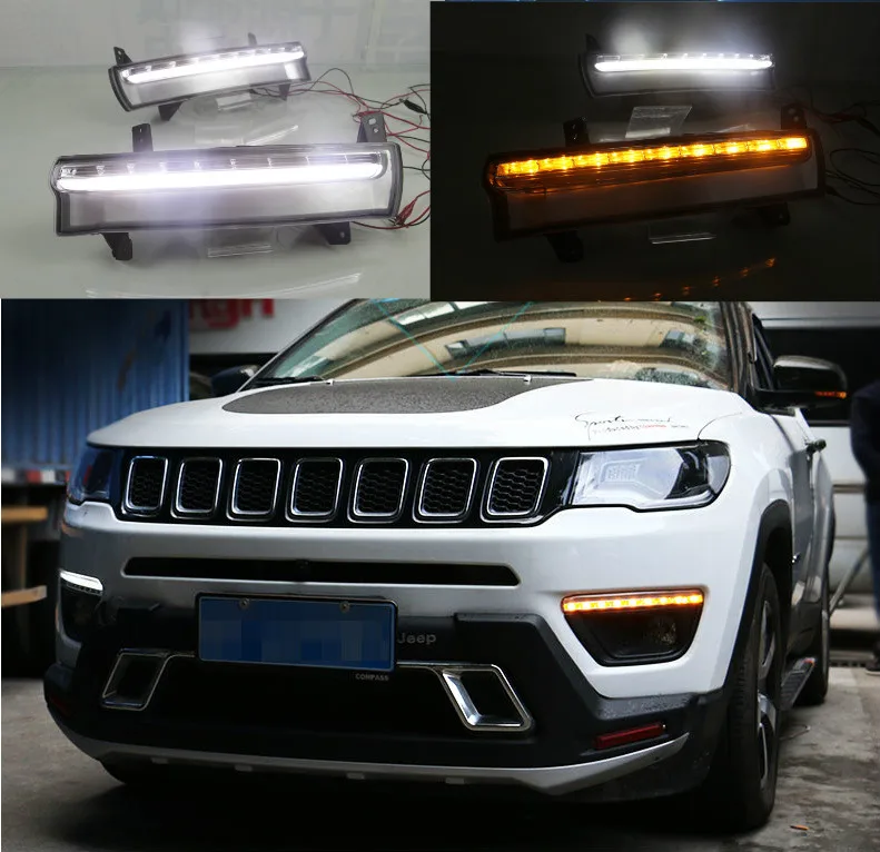 Daytime running light For Jeep Compass 2017 2018 2019 dynamic yellow