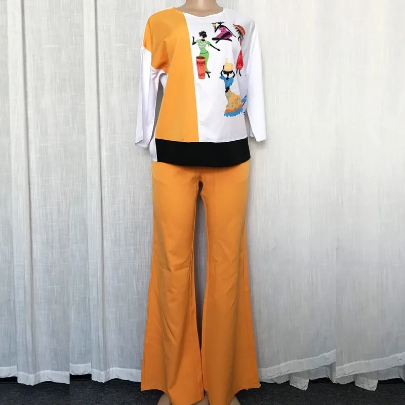 

2 Piece Sets Africa Clothing Women Plus Size Pant Suits Ladies Business Office Shirt Tops+pants Suits African Set For Ladies