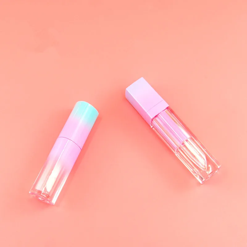 

Lip Gloss Tubes 4ml 5ml Lip Bottle Empty Cosmetic Containers Gradient Blue Pink Travel Portable Transparent Plastic Bottle Brush