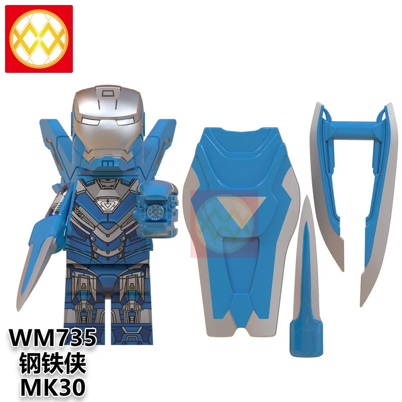 WM735 100 шт./лот X0254 Marvel Супер Герои ЖЕЛЕЗНЫЙ ЧЕЛОВЕК строительные блоки Железный человек MK9 MK14 MK15 MK16 MK19 Кирпичи игрушки для детей подарок - Цвет: WM735