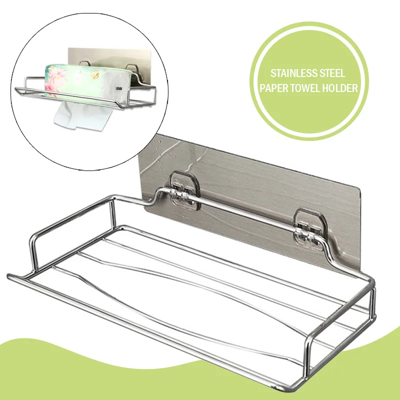 

Stainless Steel Organizer Wall Mount Tissue Holder Soap Rack Convenient Bathing Supplies Bathroom Paper Towel Holder Hook Tray