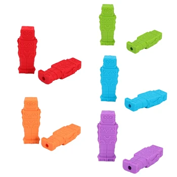 

new chewing Robot Shape Baby Teether Children Pencil Pen Cap Silicone Food Grade Teethers Children Teething Toy Dental Care 1 PC