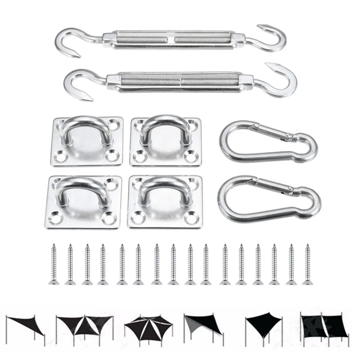 

M5/M6/M8 Sun Sail Sun Shelter Fitting Kits Stainless Steel Turnbuckle Snap Hook Pad Eye Screw Awning Special Fixed Accessories