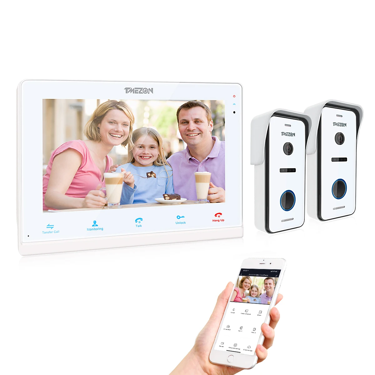 TMEZON Sistema de portero inteligente automático, timbre con monitor de