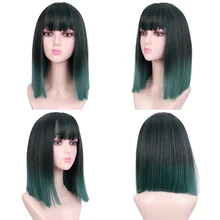 MUMUPI 2 тона Омбре черный пепельный зеленый синтетический парик для женщин короткие прямые волосы с челкой высокая температура косплей волос парики
