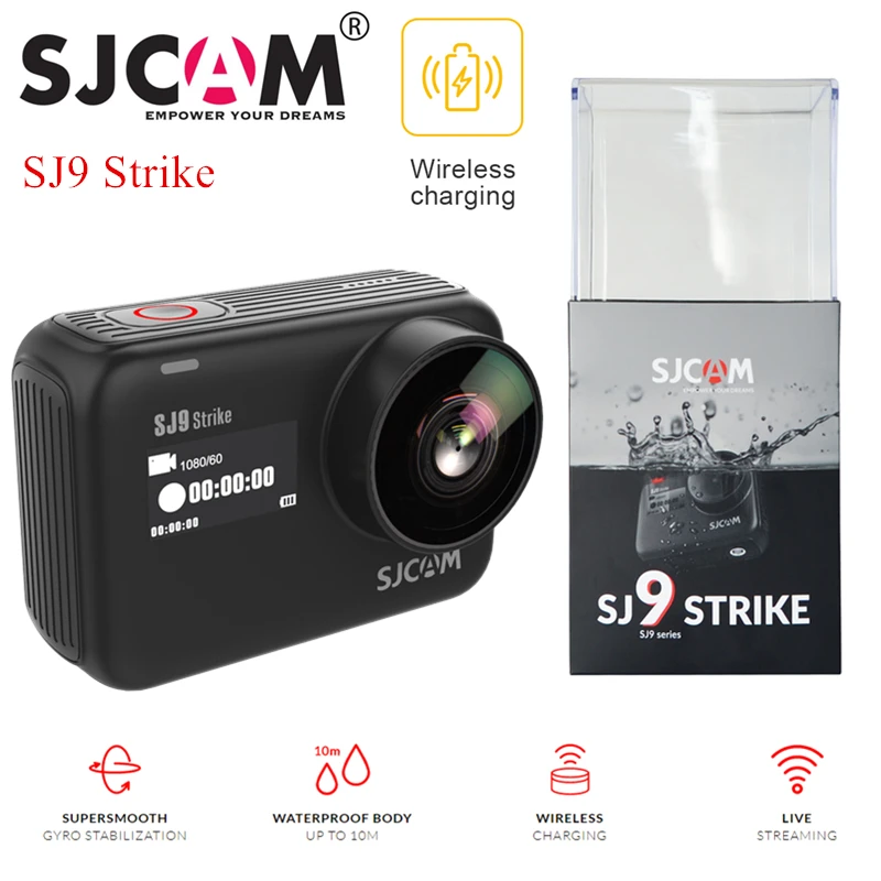 SJCAM SJ9 Strike Gyro/EIS supersmoth 4K 60FPS WiFi Удаленная Экшн-камера Ambarella Чип Беспроводная зарядка 10 м корпус водонепроницаемый DV