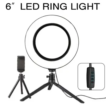 

6 inches Ring Light Desk Studio Light Makeup Fillight with 9.6 inch Mini Tripod Phone Holder for Photography Lighting Selfie