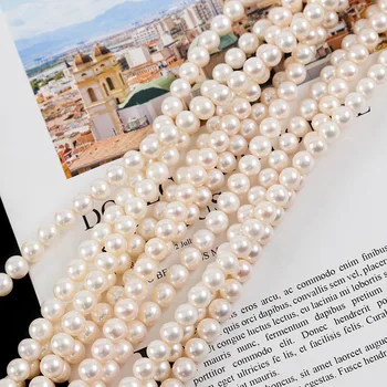 

Freshwater Pearl necklace Round shape with Size 8-9mm perfect luster for Jewelry DIY loose pearl strands