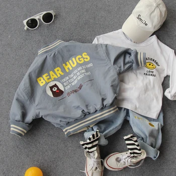 

100-140cm new 2020 autumn boys casual letter baseball collar two sides wear jacket fashion style fall boys jacket kids jacket